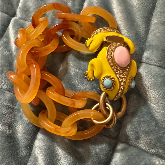 J. Crew Accessories - Retired J. Crew Vibrant Orange Bracelet with Yellow Frog Charm